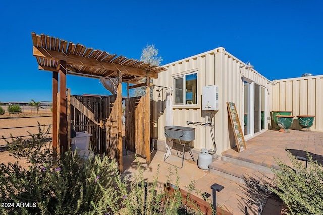 exterior space with a pergola