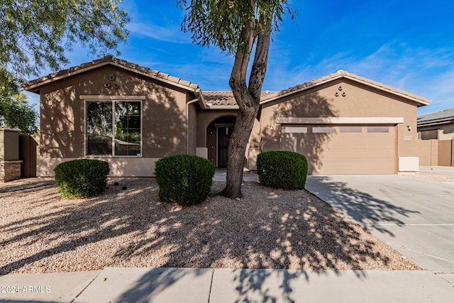 view of front of property with a garage