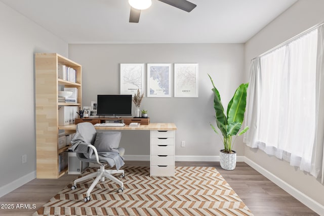 11671 S Jokake St, Phoenix, AZ 85044 - office space featuring a ceiling fan, wood finished floors, and healthy amount of natural light