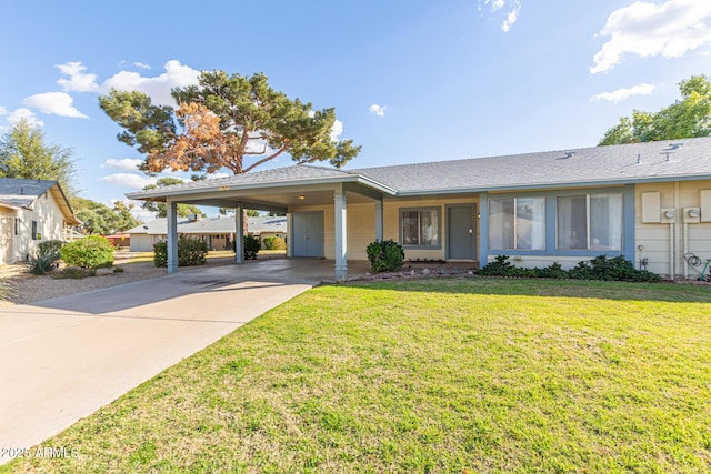 11671 S Jokake St, Phoenix, AZ 85044 - view of front of house with concrete driveway, an attached carport, and a front yard