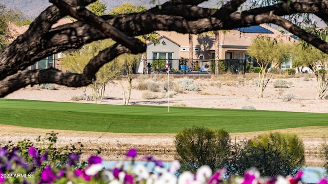 view of property's community with a yard