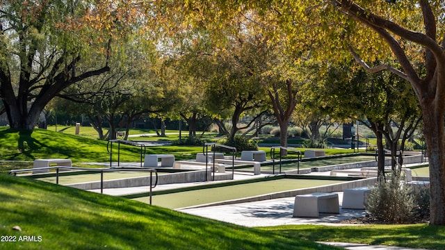 view of community featuring a yard