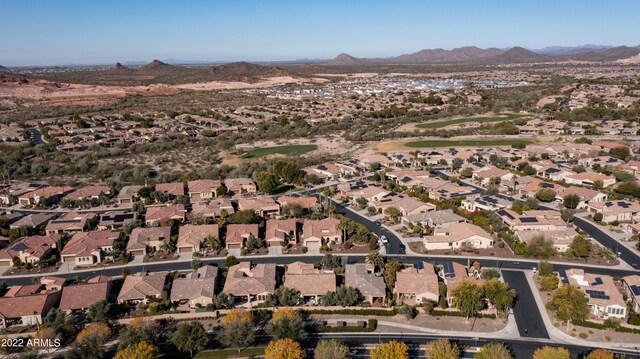 drone / aerial view with a mountain view