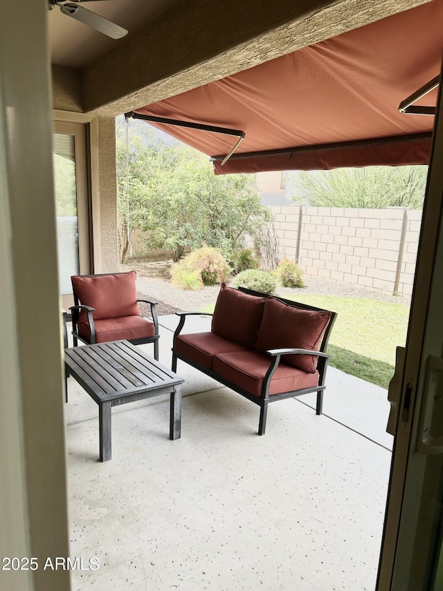 4956 S Leisure Way, Gilbert, AZ 85298 - view of patio featuring ceiling fan and an outdoor living space