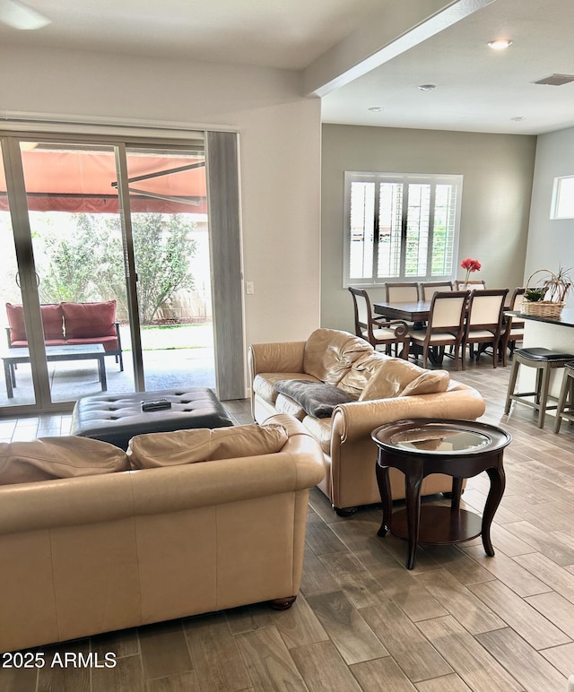 4956 S Leisure Way, Gilbert, AZ 85298 - living area featuring wood finished floors and recessed lighting