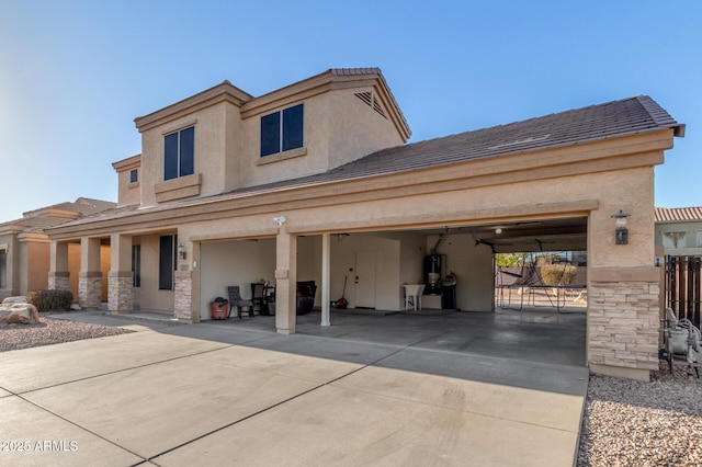 view of front of property with a garage