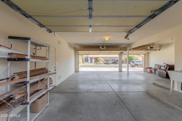 garage with a garage door opener