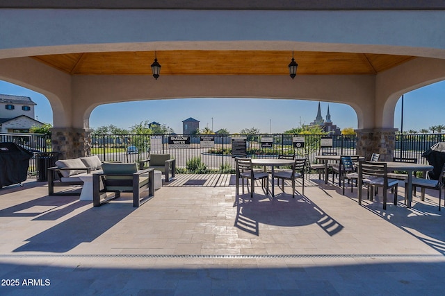 view of patio / terrace featuring a gazebo and grilling area