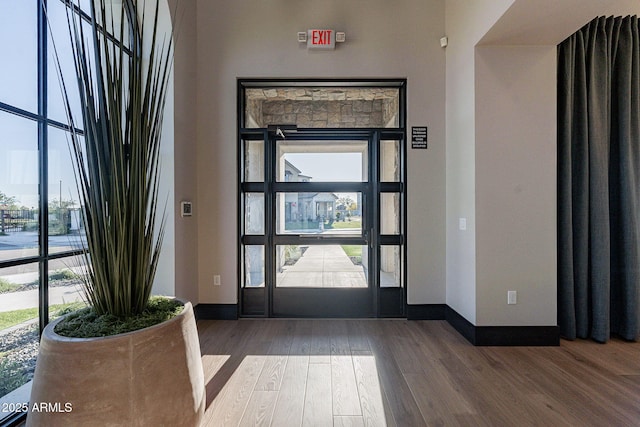 foyer entrance featuring hardwood / wood-style flooring