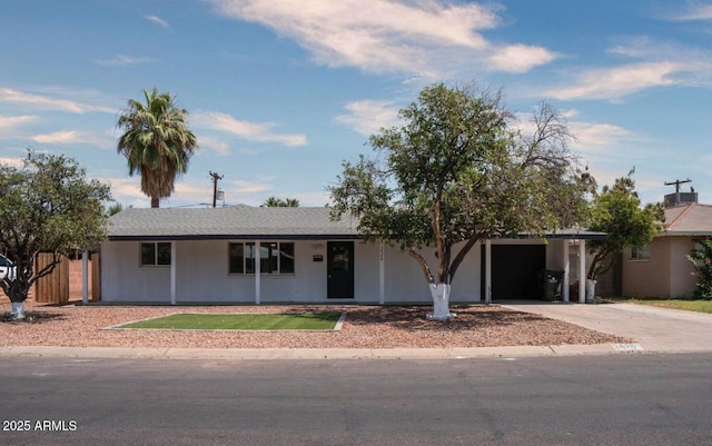 single story home with a garage