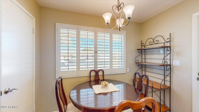 dining room with an inviting chandelier