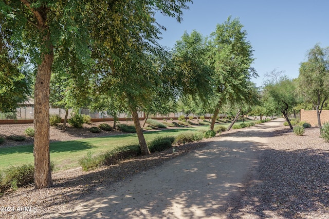 view of property's community featuring a lawn