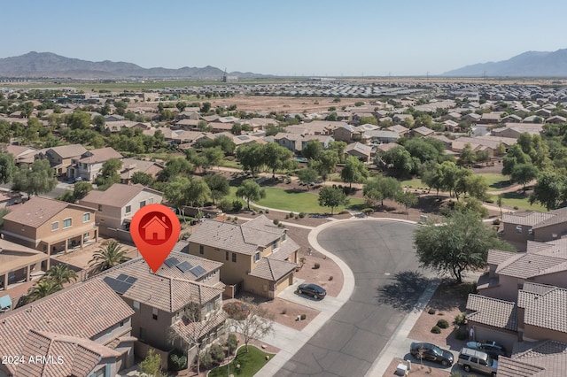 bird's eye view with a mountain view