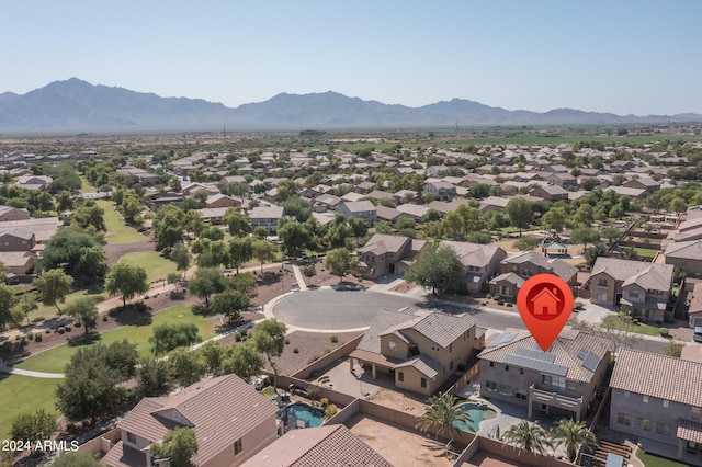 bird's eye view with a mountain view