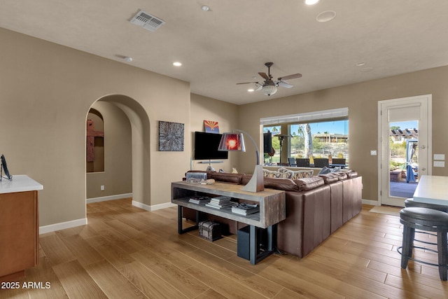 10254 N Demaret Dr, Fountain Hills, AZ 85268 - living room with light hardwood / wood-style floors and ceiling fan