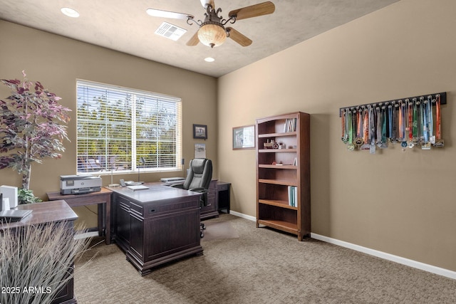 10254 N Demaret Dr, Fountain Hills, AZ 85268 - home office with ceiling fan and light carpet
