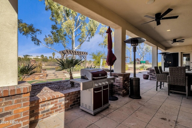 10254 N Demaret Dr, Fountain Hills, AZ 85268 - view of patio / terrace with grilling area and ceiling fan