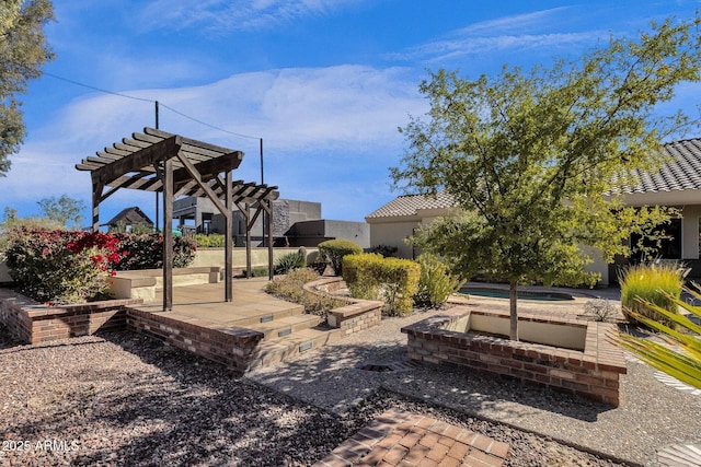 10254 N Demaret Dr, Fountain Hills, AZ 85268 - view of yard featuring an outdoor hot tub, a pergola, and a patio