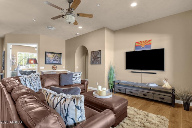 10254 N Demaret Dr, Fountain Hills, AZ 85268 - living room featuring ceiling fan and light hardwood / wood-style flooring