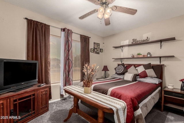 bedroom featuring carpet floors and a ceiling fan