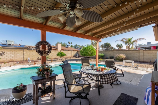 view of patio featuring a fenced in pool and a fenced backyard