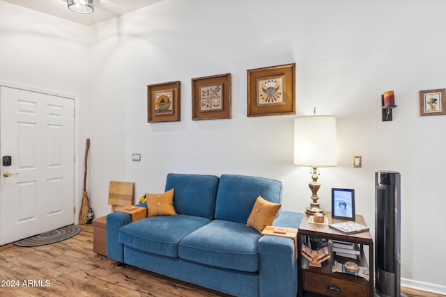 living area with wood-type flooring