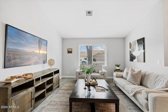 living room featuring carpet