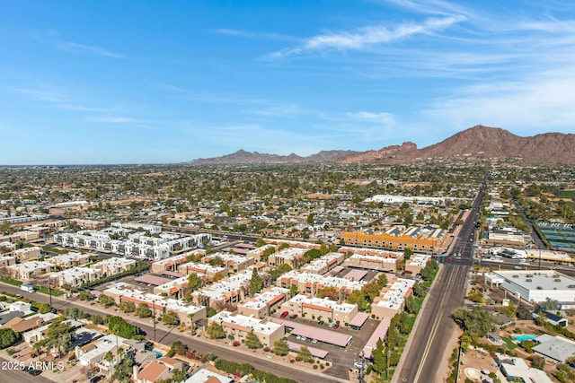 drone / aerial view with a mountain view