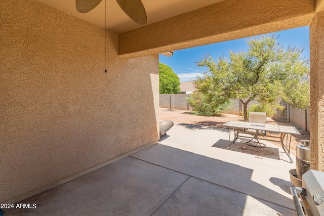 view of patio / terrace featuring ceiling fan