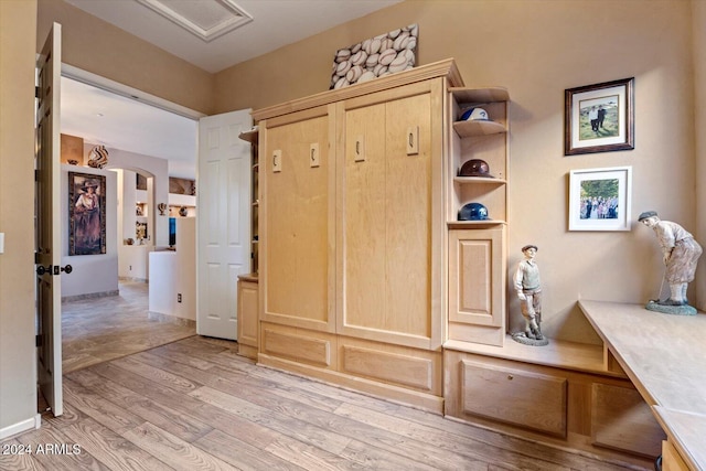 mudroom featuring light wood-type flooring