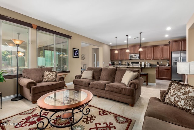 815 E Laddoos Ave, San Tan Valley, AZ 85140 - living area featuring recessed lighting, baseboards, and light tile patterned floors