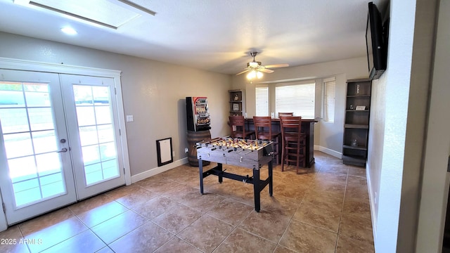 5539 E Dragoon Ave, Mesa, AZ 85206 - game room with ceiling fan and french doors