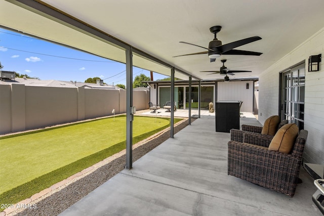 7707 E Earll Dr, Scottsdale, AZ 85251 - sunroom / solarium featuring ceiling fan