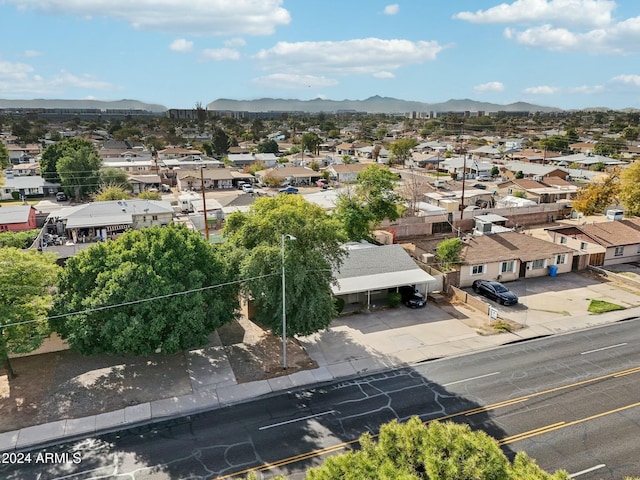 drone / aerial view with a mountain view