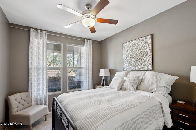 bedroom featuring carpet floors and ceiling fan