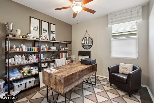 office featuring ceiling fan