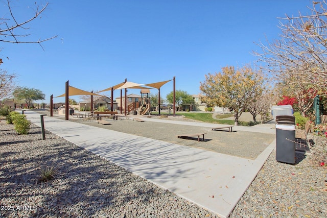 view of property's community featuring a playground