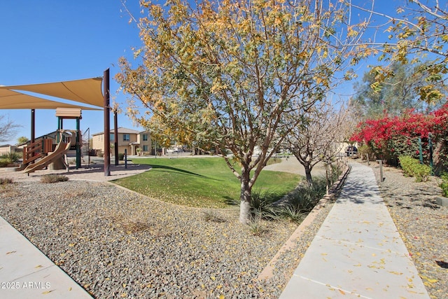 view of yard featuring a playground