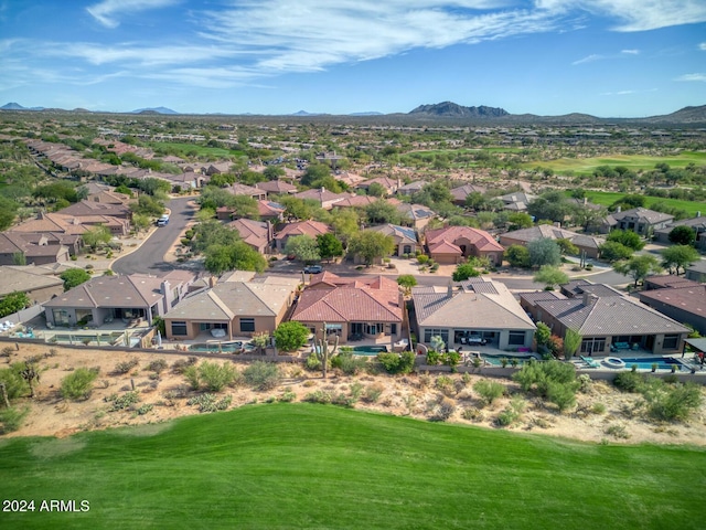 drone / aerial view with a mountain view