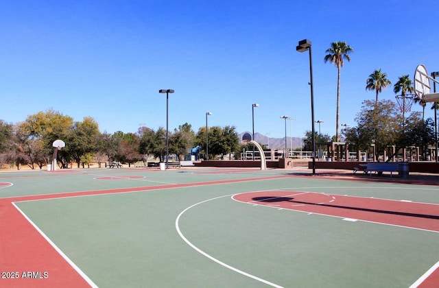 9675 E Cinnabar Ave, Scottsdale, AZ 85258 - view of basketball court featuring community basketball court and a mountain view