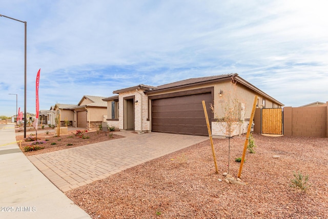 single story home with a garage