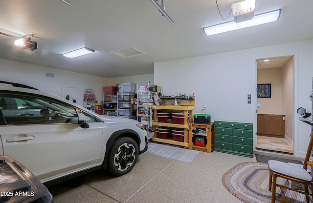 garage with a garage door opener