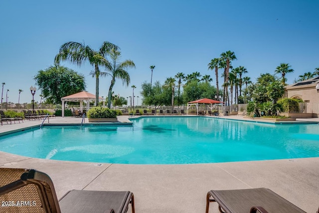 view of pool with a gazebo