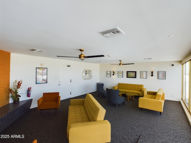 carpeted living area with visible vents