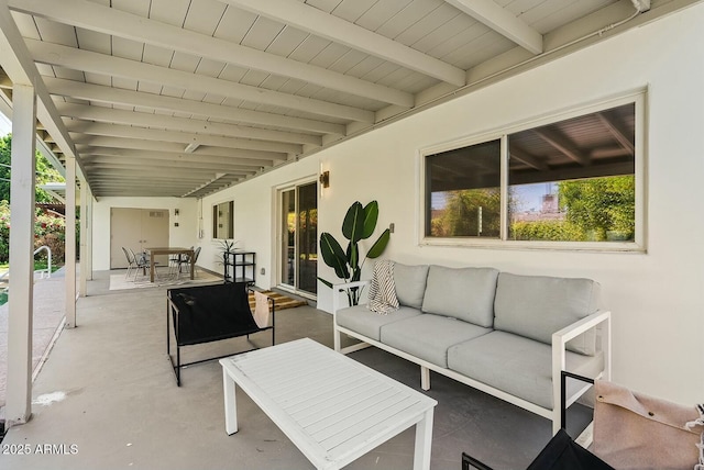 view of patio / terrace featuring an outdoor living space and outdoor dining area