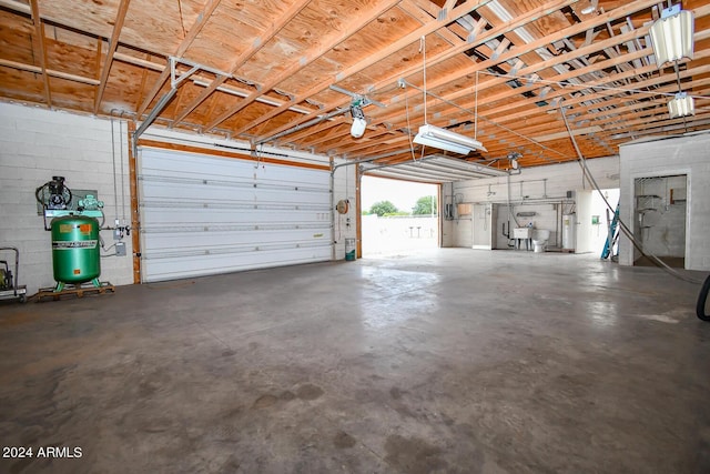 garage with water heater