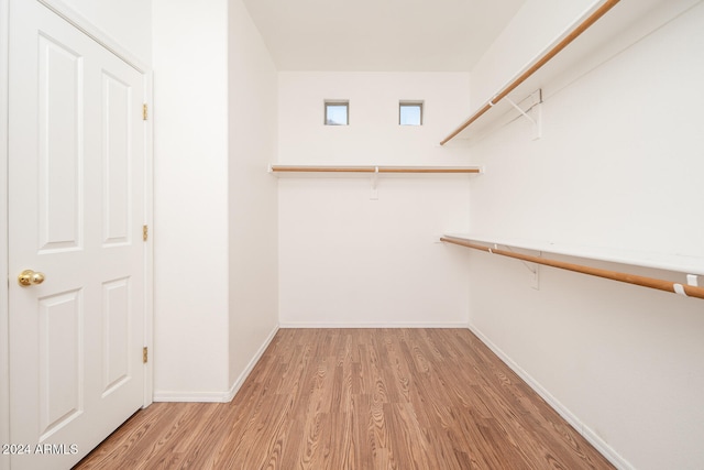 walk in closet featuring light hardwood / wood-style flooring