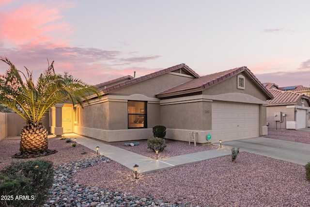 view of front of house with a garage