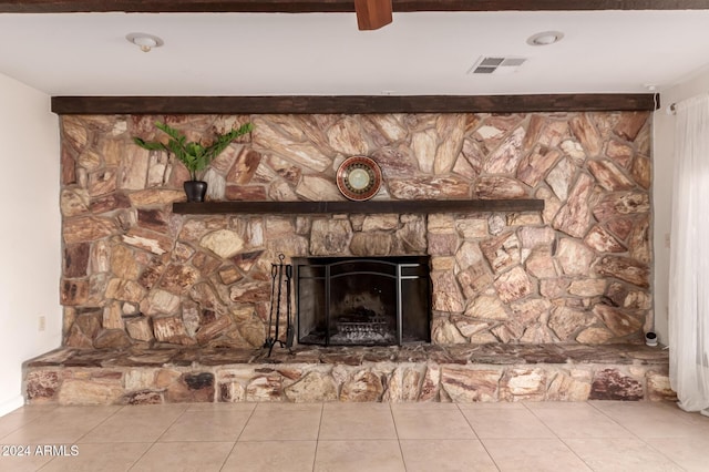 interior details with a fireplace