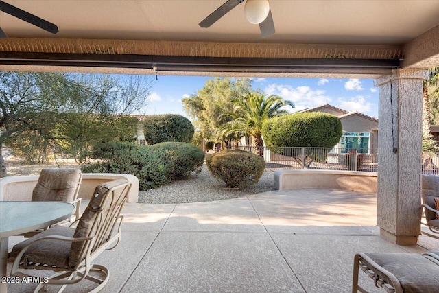 view of patio / terrace featuring ceiling fan